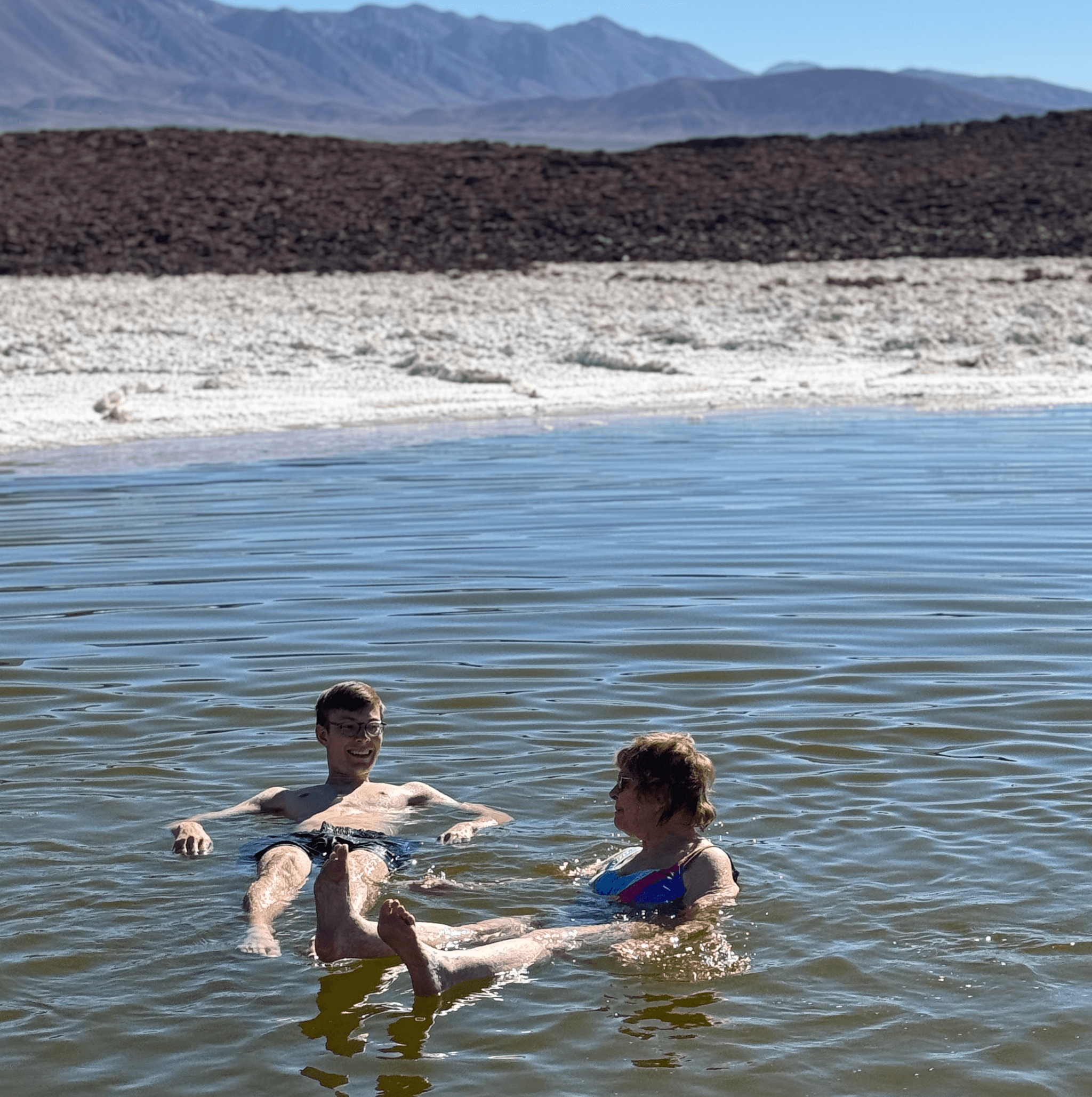 Floating in salt lagoon